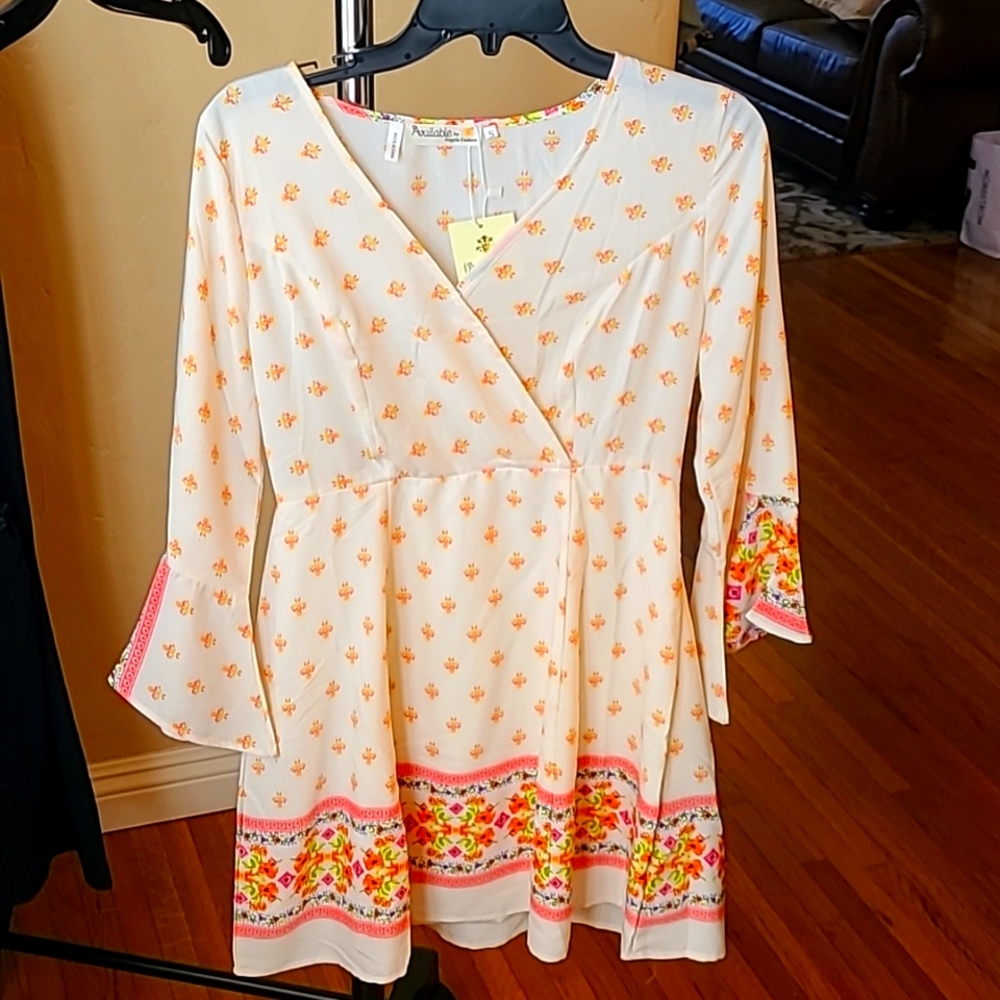 cream floral printed dress